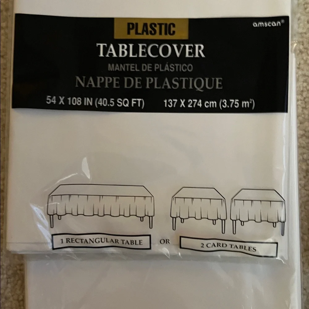 Bundle of 5 Amscan White Plastic Table Covers - NWT
